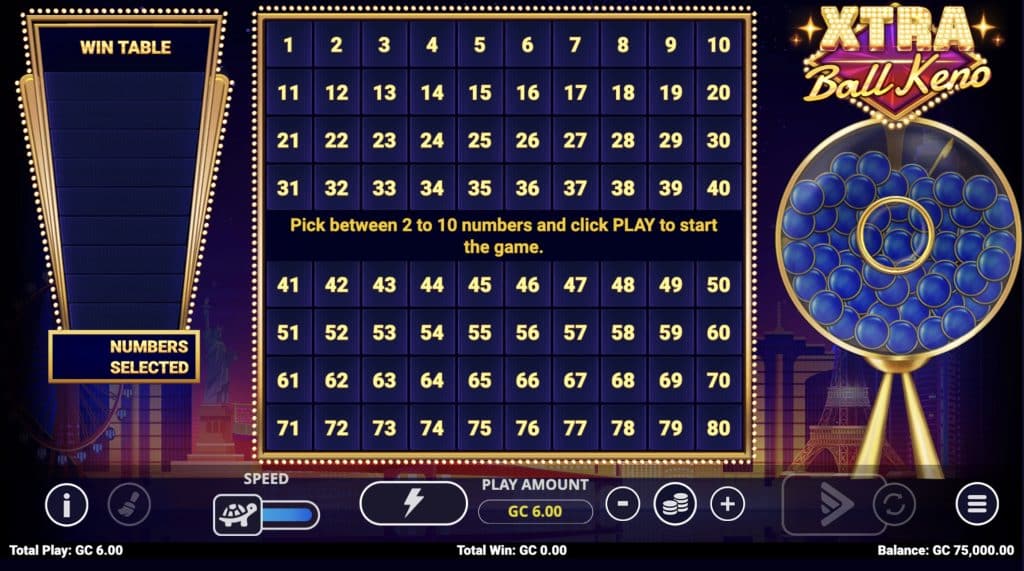 Xtra Ball Keno at Sixty6 Casino